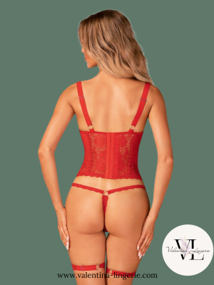 corset sexy en dentelle rouge pour femme.