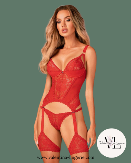 corset sexy en dentelle rouge pour femme.