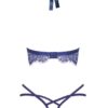 ensemble deux pièces en dentelle - valentina lingerie, soutien-gorge et string en dentelle et lanières bleu