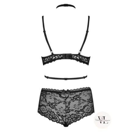 ensemble en dentelle deux pièces pour femme, en dentelle noire.