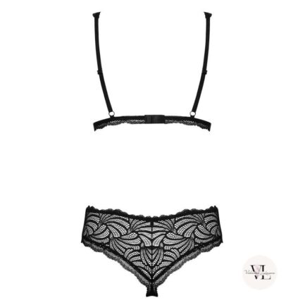 ensemble lingerie dentelle noire pour femme, soutien-gorge en dentelle noire et tanga en culotte noire